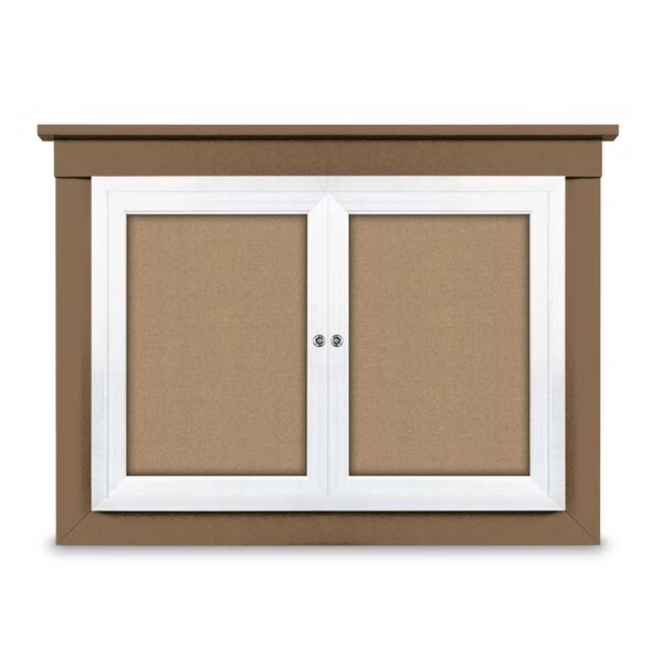 18"x24" 1-Door Enclosed Letterboard, Header, Blue Vinyl/Lt Oak